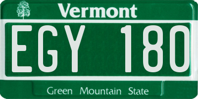 VT license plate EGY180