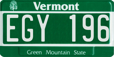 VT license plate EGY196