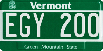 VT license plate EGY200