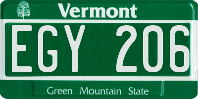 VT license plate EGY206