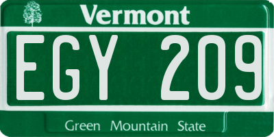 VT license plate EGY209