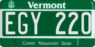VT license plate EGY220
