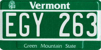 VT license plate EGY263