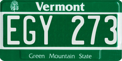 VT license plate EGY273