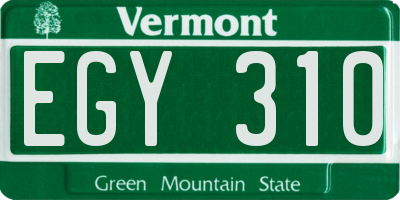 VT license plate EGY310