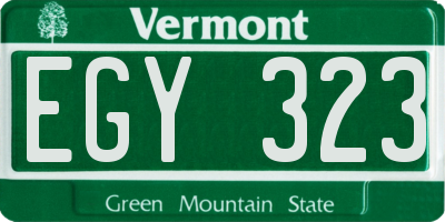 VT license plate EGY323