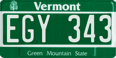 VT license plate EGY343