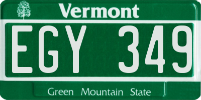 VT license plate EGY349