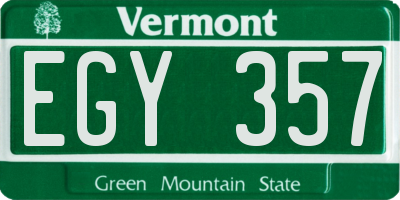 VT license plate EGY357