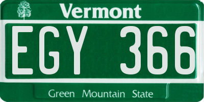 VT license plate EGY366