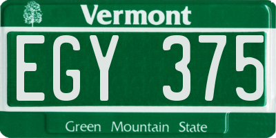 VT license plate EGY375