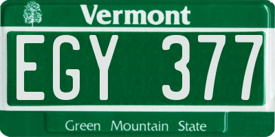 VT license plate EGY377