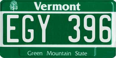 VT license plate EGY396