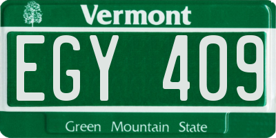 VT license plate EGY409