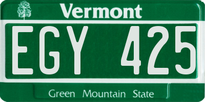 VT license plate EGY425