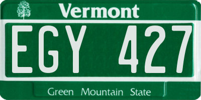 VT license plate EGY427
