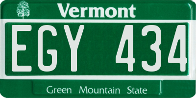 VT license plate EGY434
