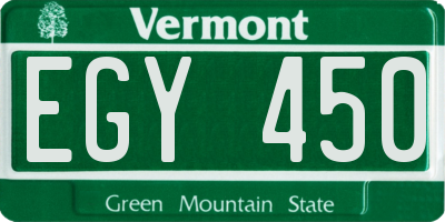VT license plate EGY450