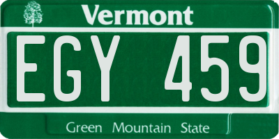 VT license plate EGY459