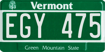 VT license plate EGY475