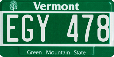 VT license plate EGY478