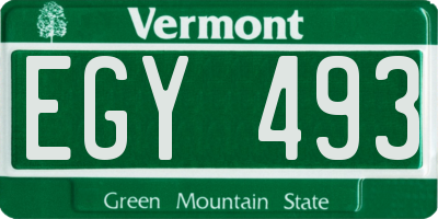 VT license plate EGY493
