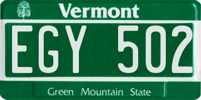 VT license plate EGY502