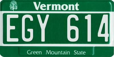 VT license plate EGY614
