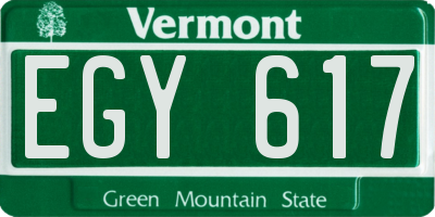 VT license plate EGY617