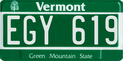 VT license plate EGY619