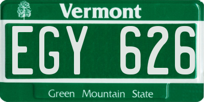 VT license plate EGY626