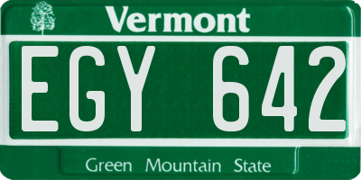 VT license plate EGY642