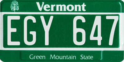 VT license plate EGY647