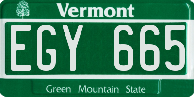 VT license plate EGY665