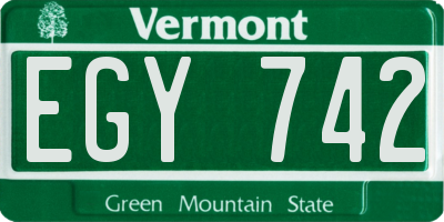VT license plate EGY742