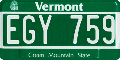 VT license plate EGY759