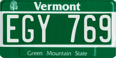 VT license plate EGY769