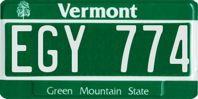 VT license plate EGY774
