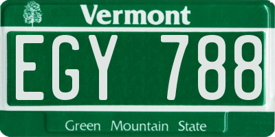 VT license plate EGY788