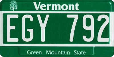 VT license plate EGY792