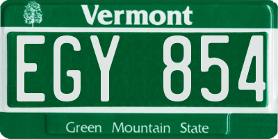 VT license plate EGY854