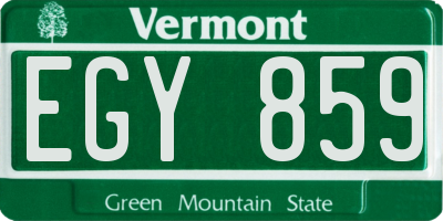 VT license plate EGY859