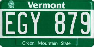 VT license plate EGY879