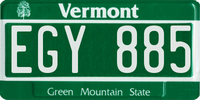 VT license plate EGY885