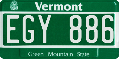 VT license plate EGY886