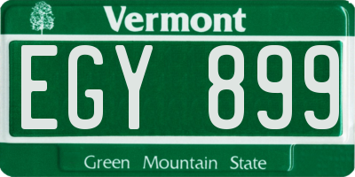 VT license plate EGY899