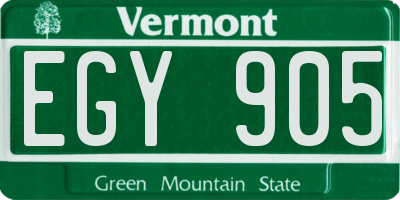 VT license plate EGY905