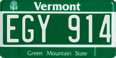 VT license plate EGY914