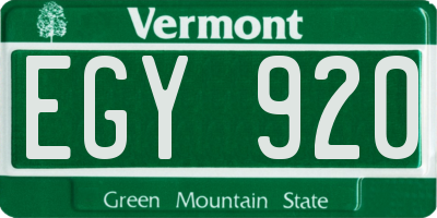 VT license plate EGY920