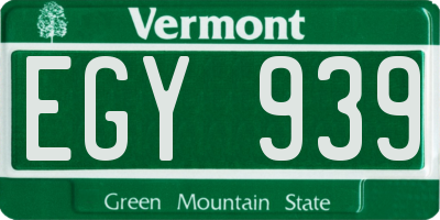VT license plate EGY939